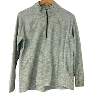 T BY TALBOTS Green Navy Mock Zip Activewear Athleisure Women's Medium Petite MP